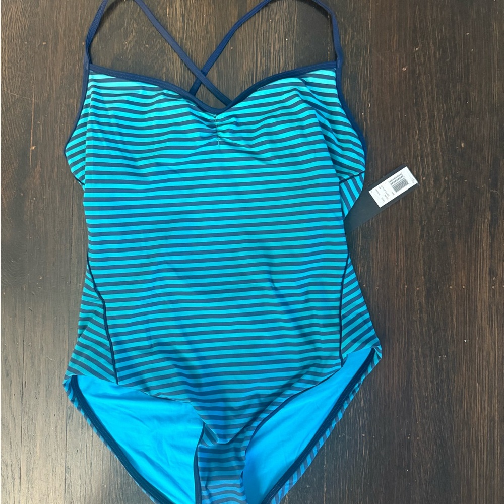 Marc By Marc Jacobs Blue Striped One Piece Swimsuit